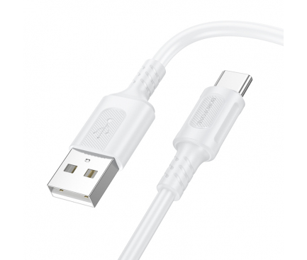 CABLU alimentare si date Borofone "BX111", Charging Data Cable pt. smartphone, USB la USB Type-C, 3A, 1m, alb "6941991115097" (timbru verde 0.18 lei)