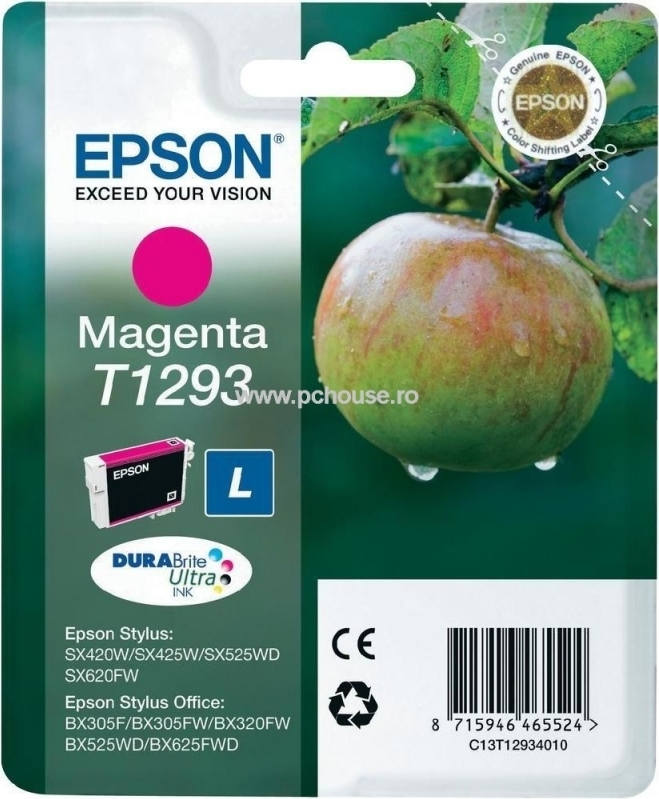 Cartus Cerneala Original Epson Magenta, T1293, pentru SX425W, , (timbru verde 0.15 lei), "C13T12934011"