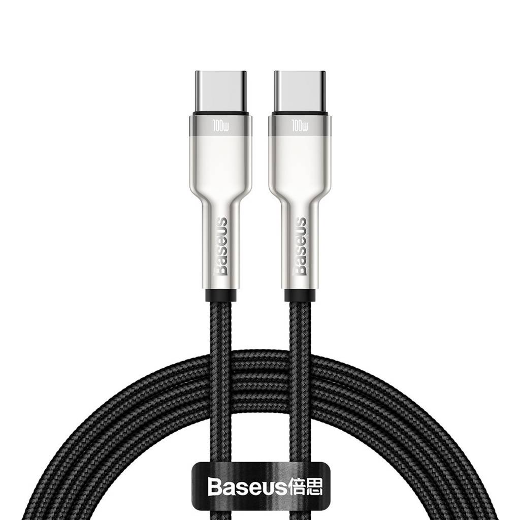 CABLU alimentare si date Baseus Cafule Metal, Fast Charging Data Cable pt. smartphone, USB Type-C la USB Type-C 100W, braided, 1m, negru "CATJK-C01" (timbru verde 0.08 lei) - 6953156202320