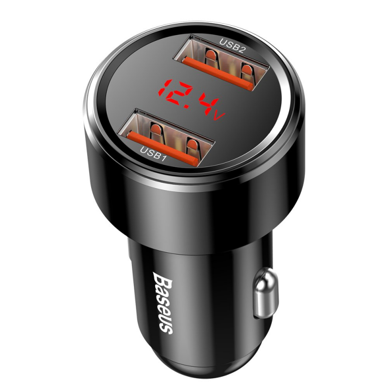 INCARCATOR auto Baseus Magic Series, pt. bricheta auto, digital display, 1 x USB max. 3A si 1 x USB Type-C max 5V/3A, total output 45W, black "CCMLC20A-01" (timbru verde 0.18 lei) - 6953156293212