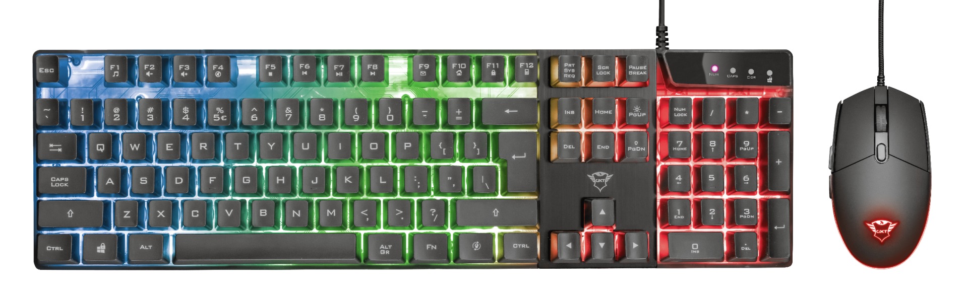 Kit TASTATURA si Mouse TRUST - gaming, "GXT 838 Azor", cu fir, 104 taste, format standard, switch , USB, negru, "TR-23289" (timbru verde 0.8 lei)