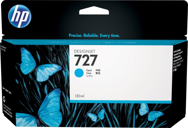 Cartus Cerneala Original HP Cyan, nr.727, pentru DesignJet T1500|T1530|T2500|T2530|T920, 130ml, (timbru verde 0.15 lei), "B3P19A"
