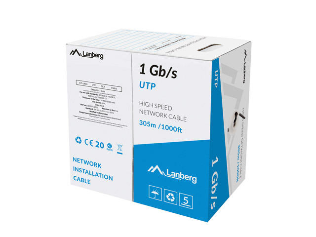 Cablu LAN 1 Gb/s 305 m solid CCA negru "LCU6-10CC-0305-BK"