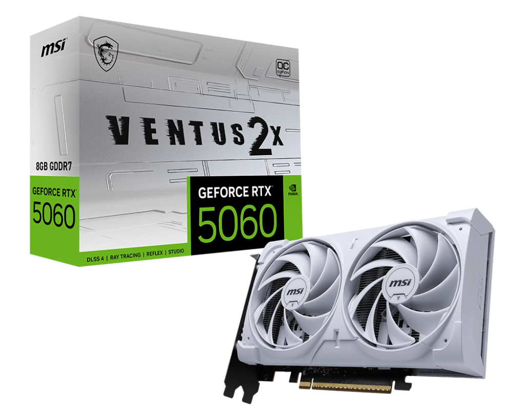 MSI GeForce 5060 8G VENTUS 2X OC WHITE, GDDR7, 128-bit, Alb "GeForce RTX 5060 8G VENTUS 2X OC WHITE"