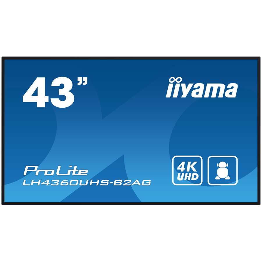 IIYAMA LFD LH4360UHS-B2AG 42.5" VA 3840 x 2160 @60Hz 500 cd/m2 5000:1 8.5ms Android 11 OS, iiSignage2, FailOver, EShare landscape, portrait 3y "LH4360UHS-B2AG" (timbru verde 7 lei)