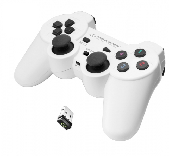 Gamepad Esperanza Gladiator EGG108W cu vibratii Wireless PC/PS3 Alb "EGG108W" (timbru verde 0.8 lei)
