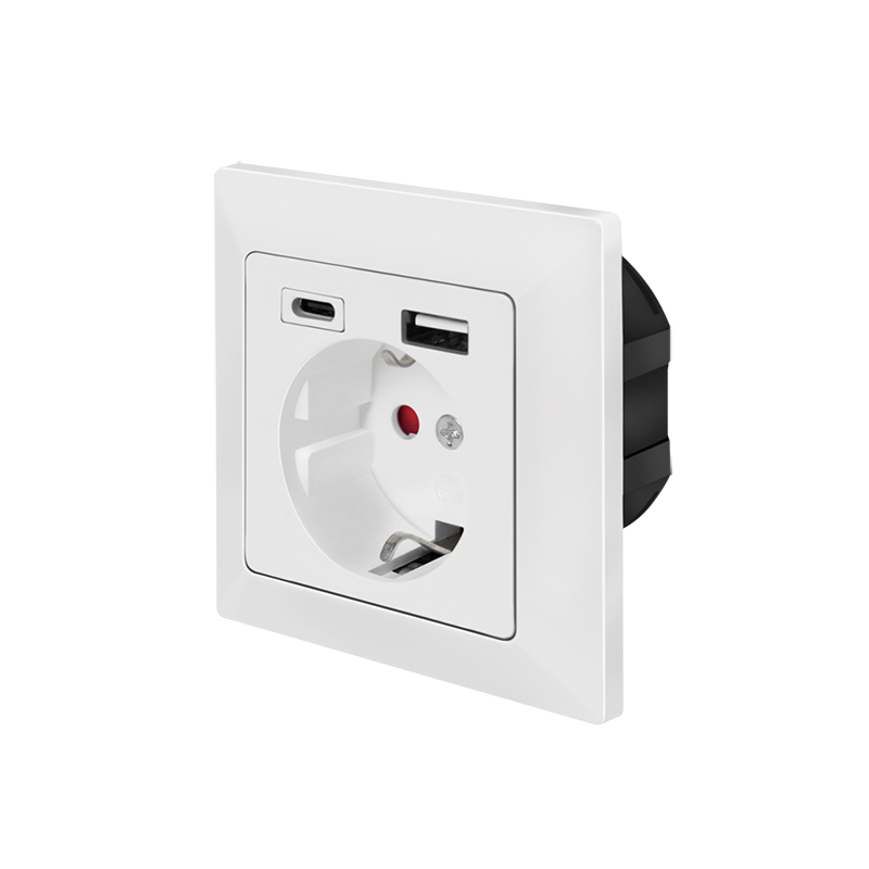 PRIZA LOGILINK, pentru perete, Schuko x 1, USB x1 / USB-C x 1 5 V/2.8 A max, 230 V AC, 50 Hz, alb "PA0262" (include TV 0.18lei)