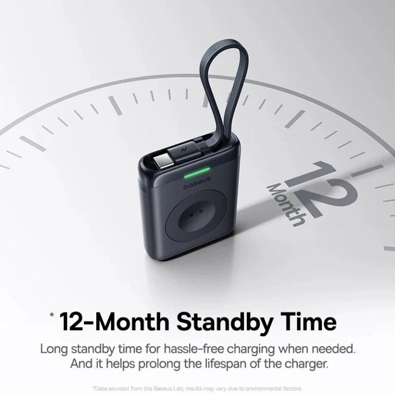 POWER BANK Baseus EnerFill FW11, 1640mAh, compatibil cu Apple Watch, 5W, cablu integrat 1 x USB Type-C, negru, "E0205301" (timbru verde 0.98 lei) - 6953156298989