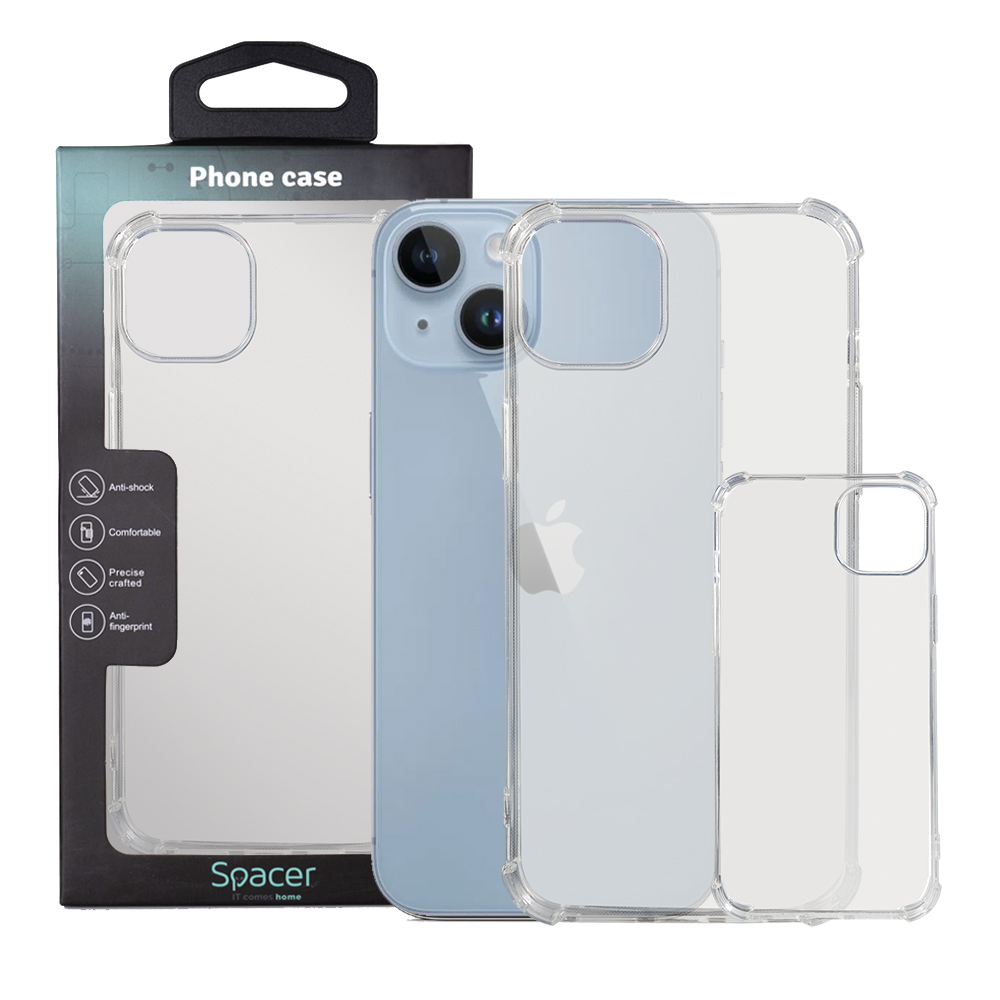 Husa Iphone 14 Plus Spacer, grosime 1.5mm, protectie suplimentara antisoc la colturi, material flexibil TPU, transparenta "SPPC-AP-IP14PL-CLR"
