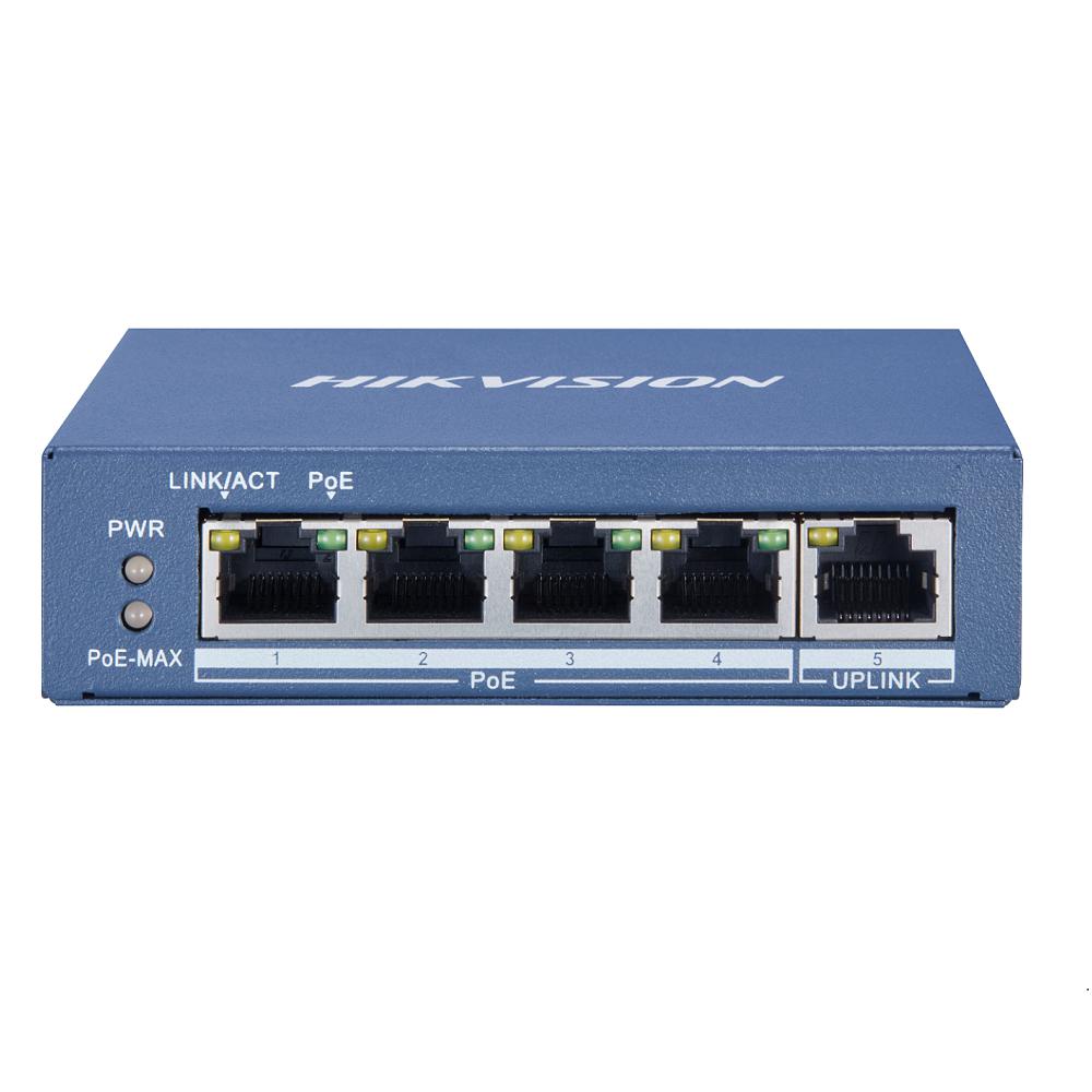 SWITCH PoE HIKVISION, port Gigabit x 5, SFP nu, carcasa metalica, "DS-3E0505P-E" (timbru verde 2 lei)