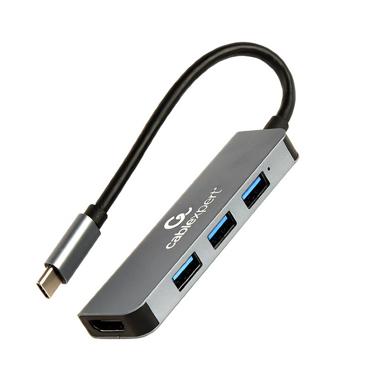 DOCKING Station Gembird universal,2-in-1, conec PC USB Type C, USB-C x 1, USB-A 3.1 x 3, HDMI x 1, argintiu "A-CM-COMBO2-01" (timbru verde 0.18 lei)