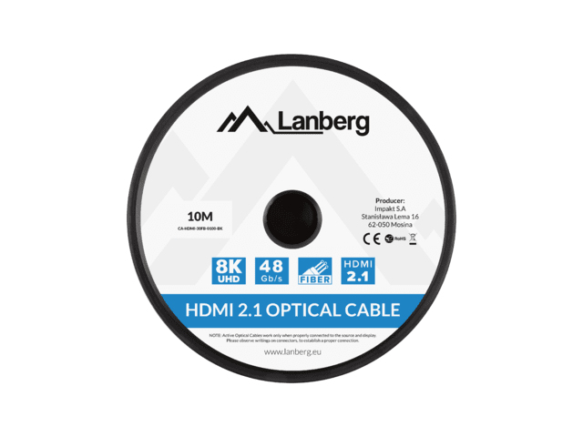 Cablu HDMI M/M v2.1 10 m optic negru AOC "CA-HDMI-30FB-0100-BK" (timbru verde 0.8 lei)
