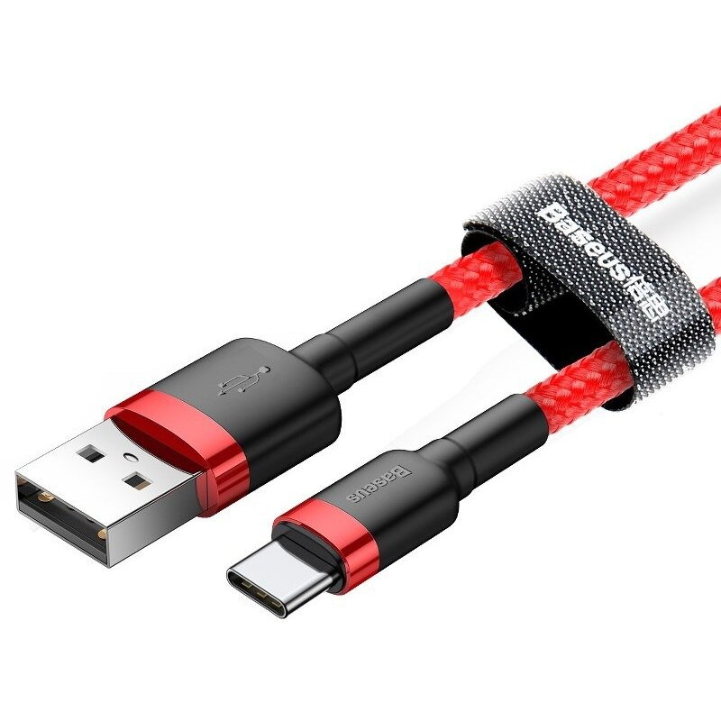 CABLU alimentare si date Baseus Cafule, Fast Charging Data Cable pt. smartphone, USB la USB Type-C 3A, 1m, rosu "CATKLF-B09" (timbru verde 0.08 lei) - 6953156278196