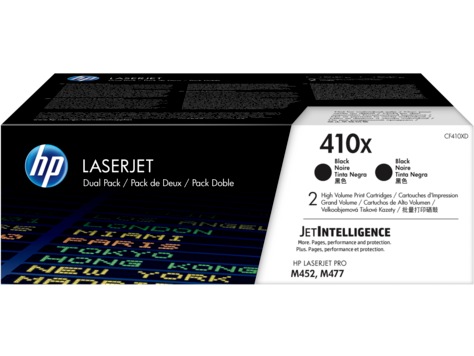 Dual-Pack Original HP Black, nr.410X, pentru LaserJet Pro M377|M452|M477, 2x6.5K, (timbru verde 1.2 lei) , "CF410XD"