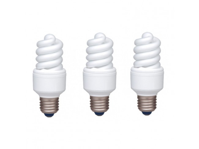 SET 3 becuri fluorescent Panasonic, soclu E27, putere 13W, forma spirala, lumina alb calda, alimentare 220 - 240 V, "EFD13E282V-3" (timbru verde 1.35 lei)