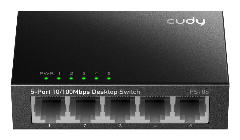 CUDY 5-Port 10/100 Mbps Metal Switch "FS105" (timbru verde 2 lei)