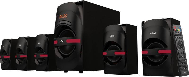 BOXE PC AKAI, 5.1, RMS 5 x 12 W, Bluetooth, cu fir, telecomanda wireless, conector Bluetooth, alimentare 220V, Jack 3.5mm, USB, negru, "HT014A-5086F" (timbru verde 11.00 lei)