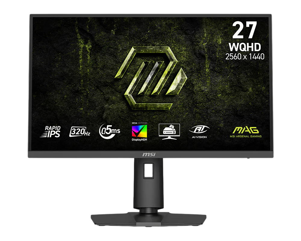 Monitor MSI MAG 274QPF X32, 27", Rapid IPS, WQHD, 2560x1440, HDMI, DisplayPort, Adaptive-Sync, Pivot, 320Hz 0.5ms, Negru "MAG 274QPF X32" (timbru verde 7 lei)