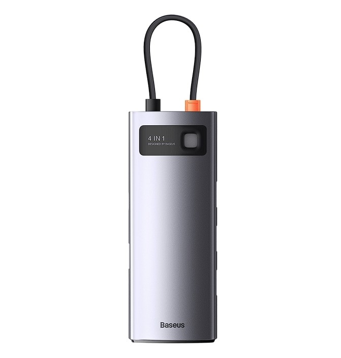HUB extern Baseus Metal Gleam, conectare PC USB Type-C, porturi USB 3.0 x 4, gri "WKWG070013" (timbru verde 0.8 lei) - 6932172608637