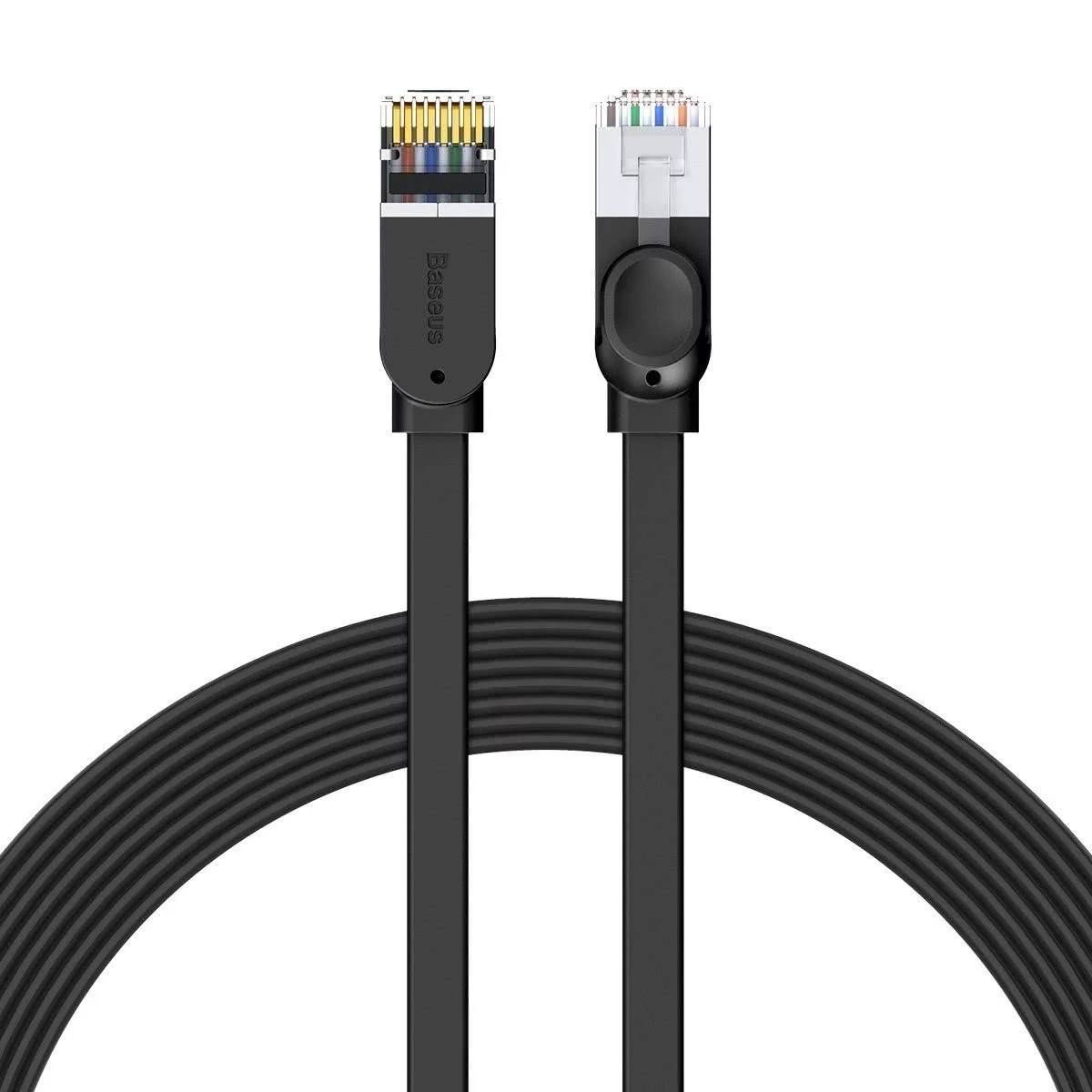 PATCH CORD UTP Baseus Cat6, fire din cupru, flat cable, viteza maxima 1 Gbps, PVC, 8m, negru "PCWL-E01" (timbru verde 0.08 lei) - 6953156217133