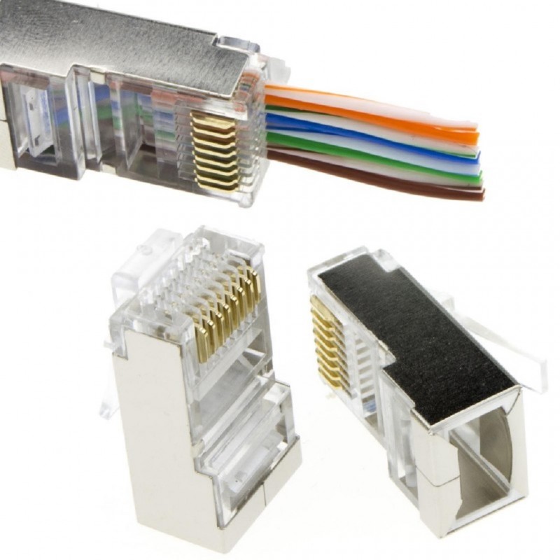 Mufa RJ45 FTP ecranata, cat.6, passthrough (100buc) - EMTEX "EMT-PR6-FTP"