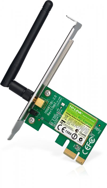PLACA RETEA TP-LINK , intern wireless 2.4 GHz, PCI-E, port, 150 Mbps, antena externa detasabila x 1, "TL-WN781ND"