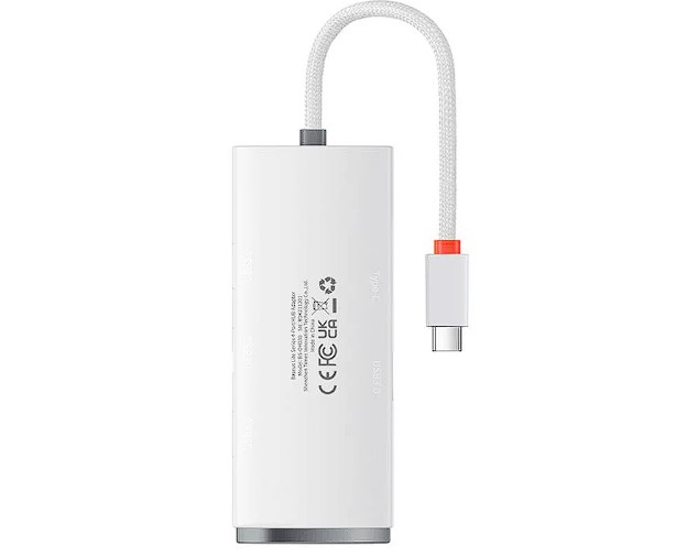 HUB extern Baseus Lite, porturi USB: USB 3.0 x 4, conectare prin USB Type-C, lungime 1m, alb, "WKQX030402" (timbru verde 0.8 lei) - 6932172606275