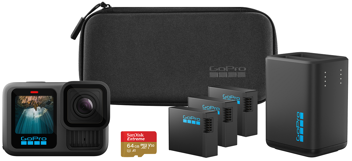 Bundle Camera de actiune H13B Extended Power, 64Gb3x bat Enduro, dual bat "CHDRB-134-RW" (timbru verde 1.20 lei)