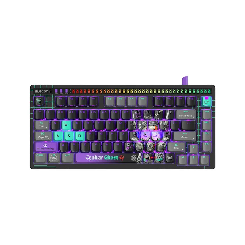 Tastatura gaming Bloody "AT75" Alpha Optical Switch Mechanical Keyboard USB Cypher Ghost, US Layout "AT75 Cypher Ghost" (timbru verde 0.18 lei) 4711421 001830