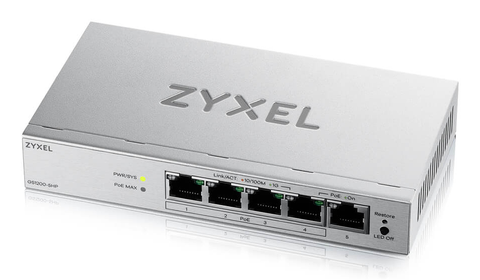 ZYXEL GS1200-5HPV3 5P 4PoE WEBMNG SWITCH "GS1200-5HPV3-EU0101F" (timbru verde 2 lei)