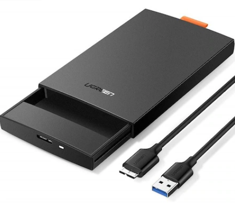 RACK extern Ugreen, "CM237" pt HDD si SSD SATA 2.5" conectare USB 3.0 max 5 Gbps, 1 x 50cm USB to Micro USB 3.0 Cable, ABS, negru "60353" (timbru verde 0.8 lei) - 6957303863532