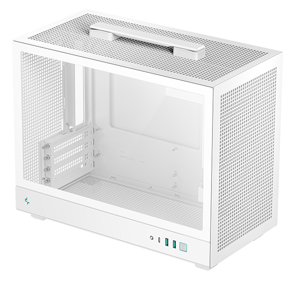 CARCASA DeepCool "CH160 PLUS Wh", mini tower, gaming, fara sursa, suporta 4xfan, USB Type-C x 2, USB 3.2 gen 1 x 2, audio+mic, 4 sloturi expansiune, alb, "R-CH160-WHNGM0-G" (timbru verde 0.08lei)