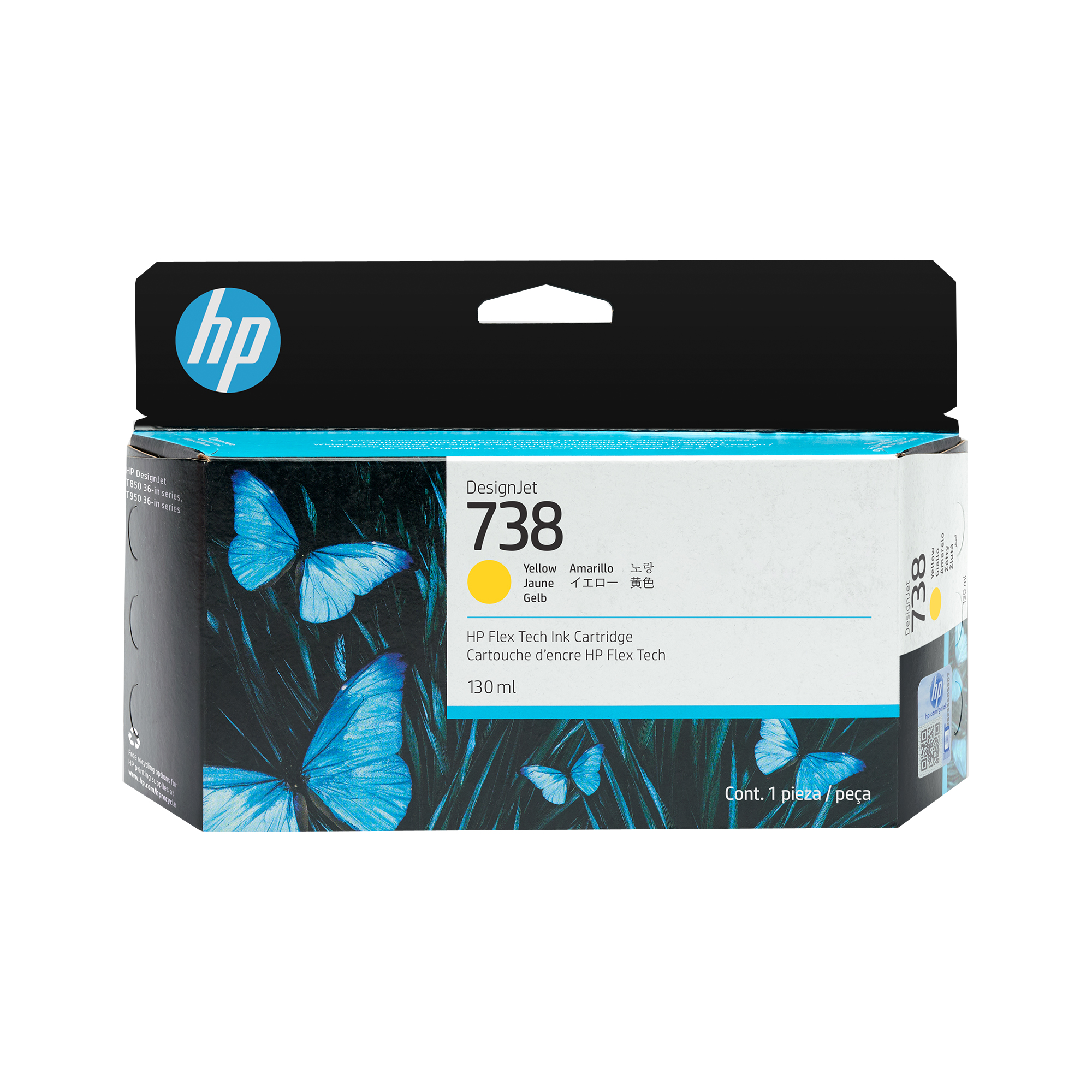 Cartus Cerneala Original HP Yellow, nr.738, pentru DesignJet T950, 130ml, incl.TV 1.2 RON, "498N7A"