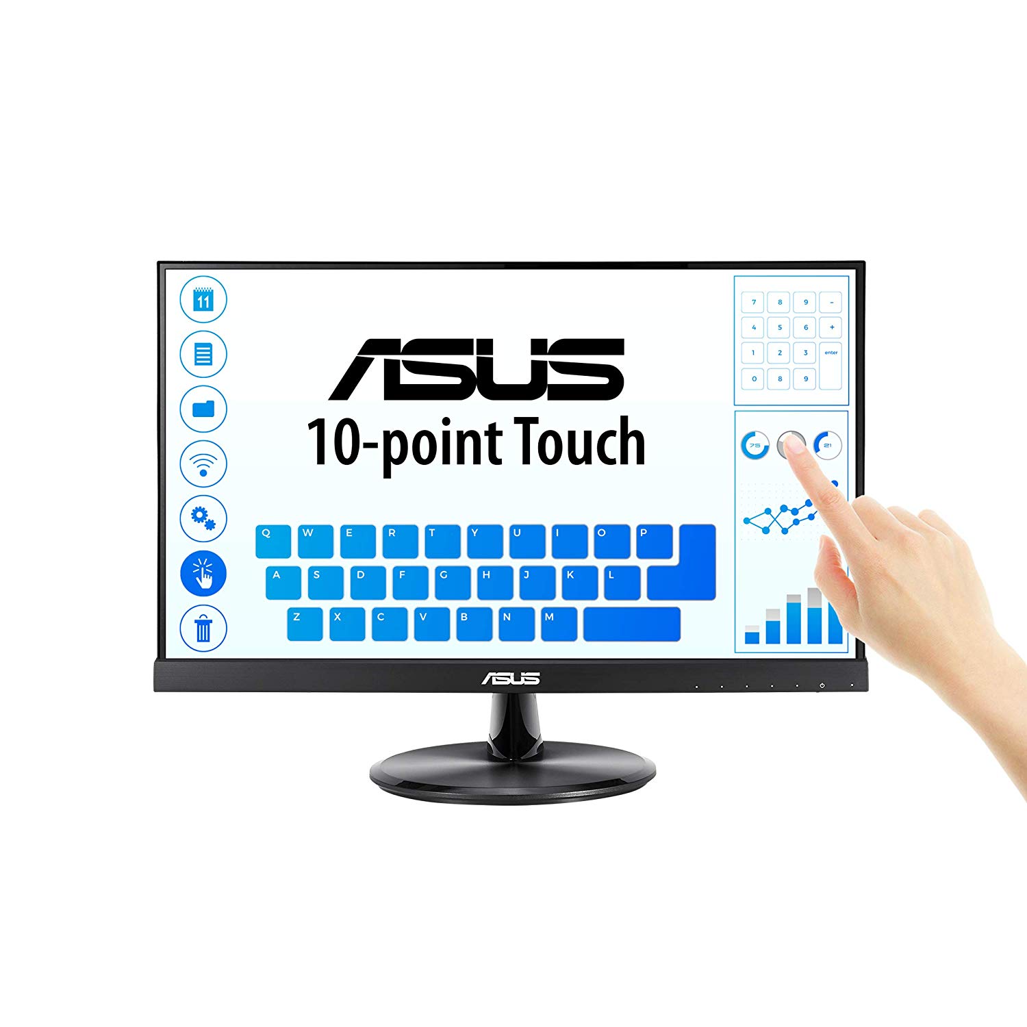 MONITOR ASUS 21.5", home, office, touchscreen, IPS, Full HD (1920 x 1080), Wide, 250 cd/mp, 5 ms, VGA, HDMI, "VT229H" (timbru verde 7 lei)