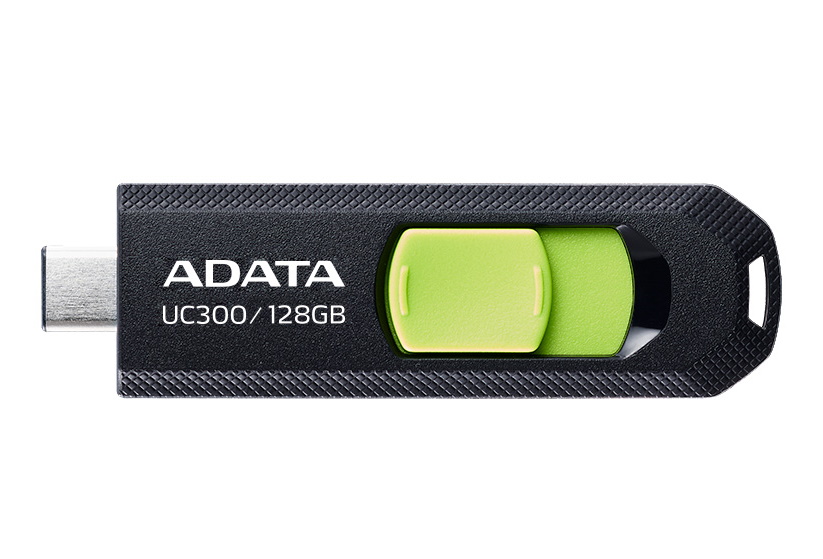 MEMORIE USB Type-C 3.2 ADATA 128 GB, retractabila, carcasa plastic, negru / verde "ACHO-UC300-128G-RBK/GN" (timbru verde 0.03 lei)