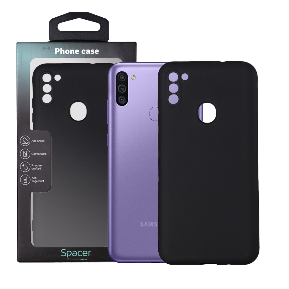 Husa Samsung Galaxy M11 Spacer, negru, grosime 2mm, material flexibil silicon + interior cu microfibra "SPPC-SM-GX-M11-SLK"
