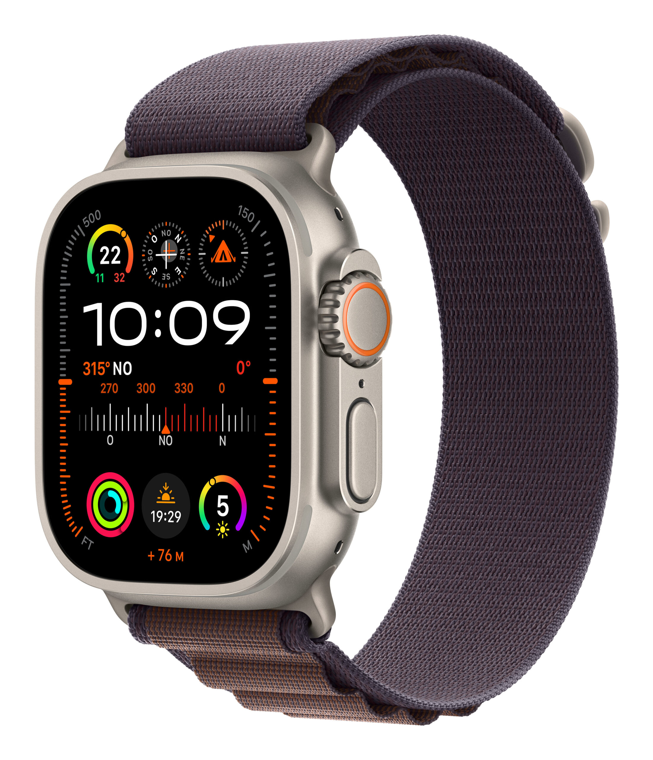 Smartwatch Watch Ultra 2 GPS + Cellular 49mm Titanium Case with Alpine Loop S Indigo "MRER3" (timbru verde 0.18 lei)