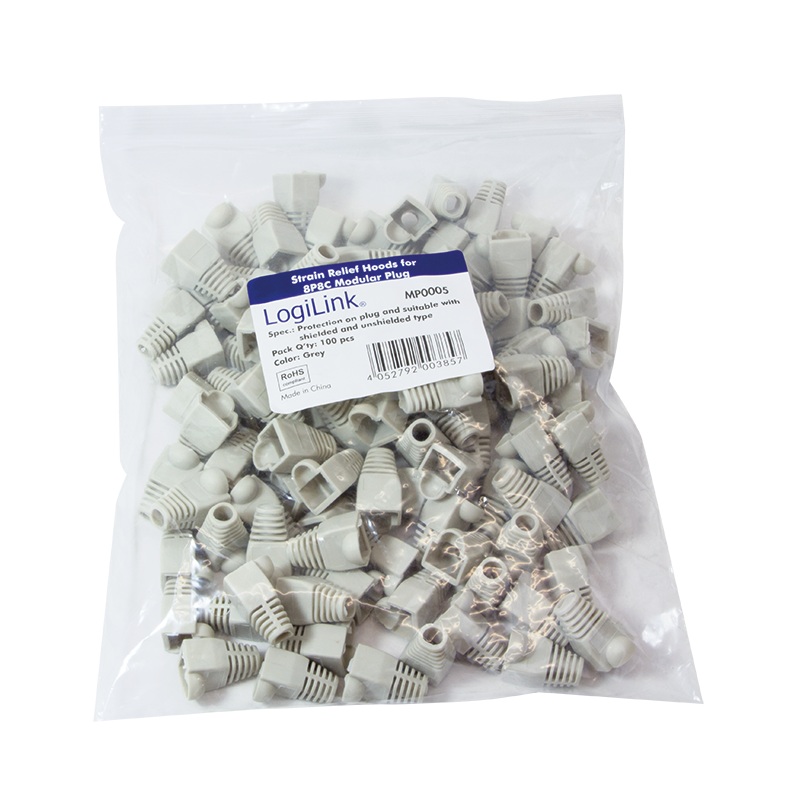 MANSON mufe RJ-45 LOGILINK pt. cablu UTP, FTP, SFTP, RJ-45 (T), plastic, 100 buc, gri, "MP0005"