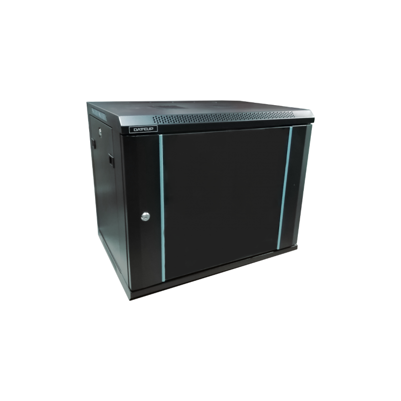 Rack DATEUP 19'' 9U 600x600, de perete, usa din sticla, panouri detasabile si securizate, dezasamblat capacitate 70kg, negru RAL9004, "MP.6609.9001"