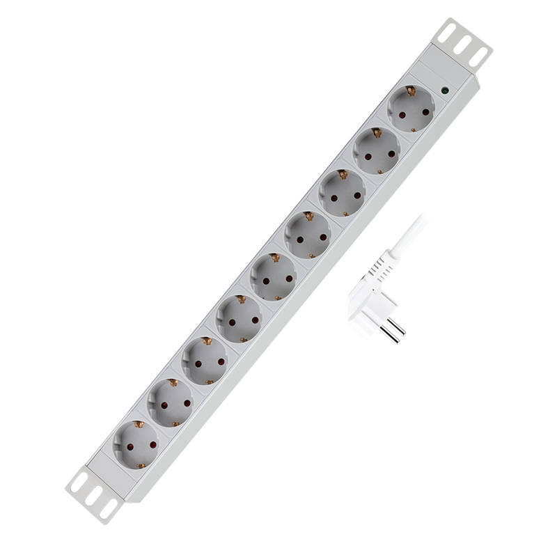 PDU LOGILINK 1U pt. rack 19 inch, 9 prize Schuko, intrare Schuko, max 16 A, 2 m, gri, "PDU9C05" (timbru verde 0.8 lei)