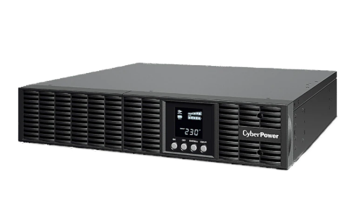 UPS CYBER POWER Online dubla conversie cu sin. pura, cu management, Rack 2U, LCD, 2000VA/1800W, 8x IEC, baterie 4x 12V/9Ah, incarcare pana la 4h, USB, 2x RJ45, RS232, slot SNMP, APFC, LCD col, EPO, tehn. GreenP, "OLS2000ERT2U" (timbru verde 40 lei)