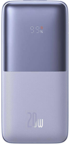POWER BANK Baseus Bipow Pro, 10000mAh, PD 20W, 2 x USB; 1 x USB Type-C, digital display pt. status baterie, include cablu USB la USB Type-C de 30 cm, violet "PPBD040205" (timbru verde 0.98 lei) - 6932172614591