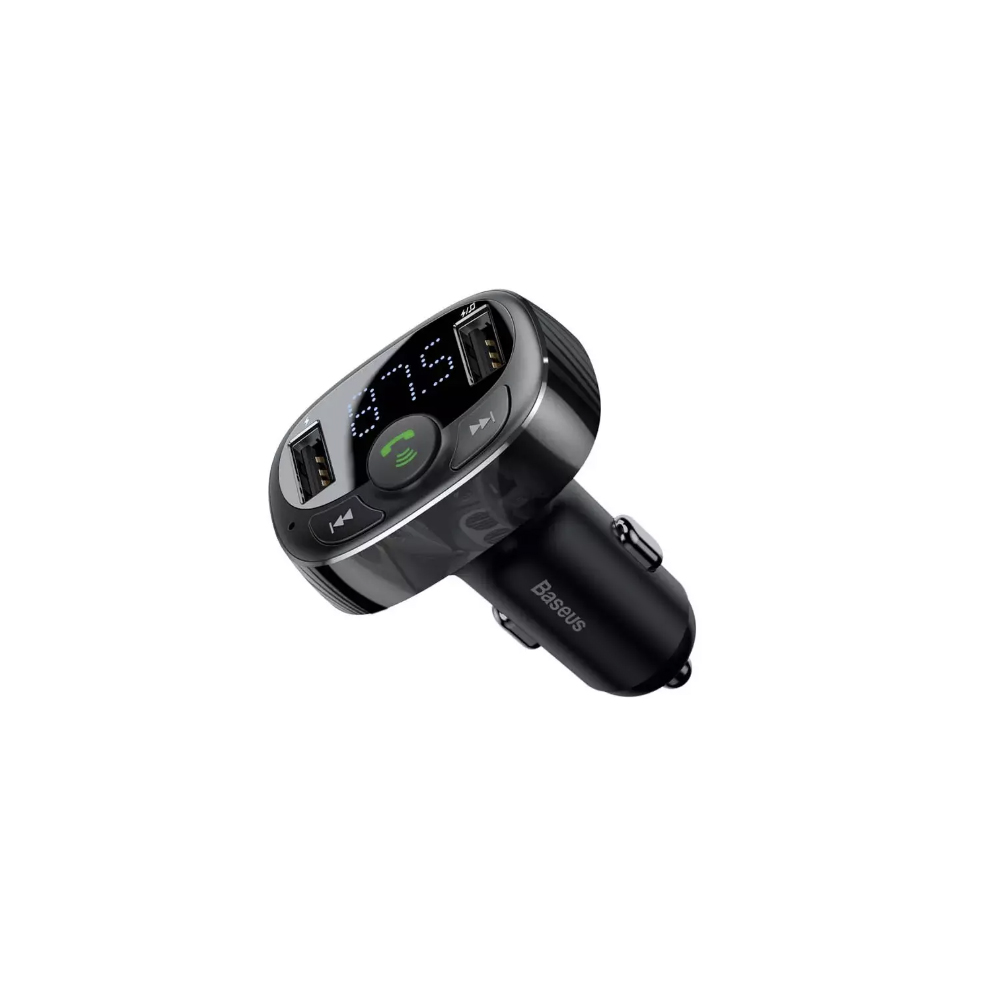 MODULATOR AUTO FM Baseus T-Typed,BT 4.2, 2 x USB 5V/3.4A max,12V-24V, frecv FM: 87,5-108.0MHZ, MP3/WAV/FLAC/APE/WMA,answer/reject/hang up/redial, bk "CCMT000001" (timbru verde 0.8 lei)-6932172626976