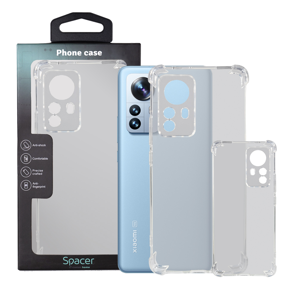Husa Xiaomi 12 Pro Spacer, transparenta, grosime 1.5mm, protectie suplimentara antisoc la colturi, material flexibil TPU "SPPC-XI-12P-CLR"