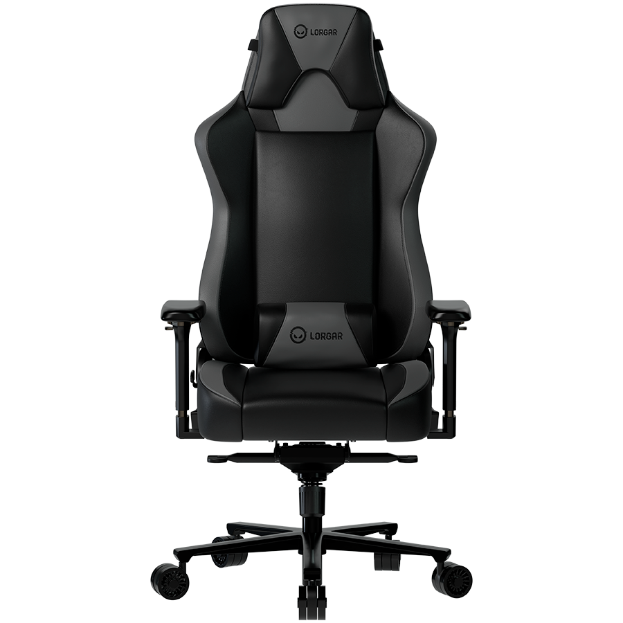 LORGAR Base 311, Gaming chair, PU eco-leather, 1.8 mm metal frame, multiblock mechanism, 4D armrests, 5 Star aluminium base, Class-4 gas lift, 75mm PU casters, Black + grey "LRG-CHR311BGY"