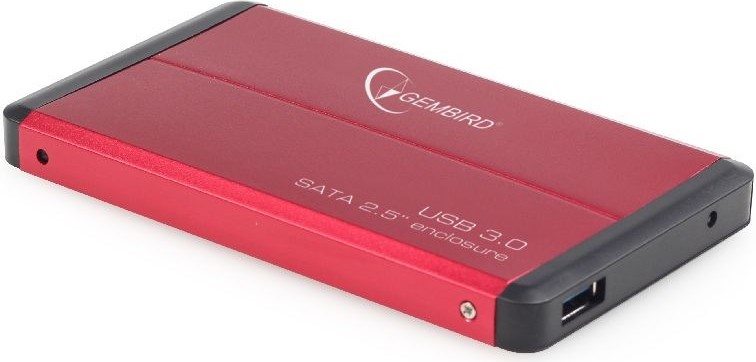 RACK extern GEMBIRD, pt HDD/SSD, 2.5 inch, S-ATA, interfata PC USB 3.0, aluminiu, rosu, "EE2-U3S-2-R" (timbru verde 0.8 lei)