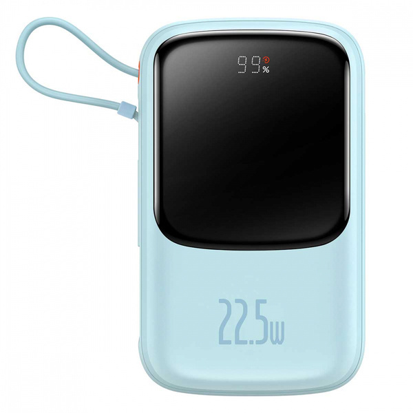 POWER BANK Baseus Qpow2 Digital Display, 20000mAh, 22.5W, 2 x USB Type-C output/input, 1 x Lightning, 1 x USB, include cablu USB la USB Type-C 30cm, albastru "PPQD030103" (timbru verde 0.98 lei) - 6932172618179