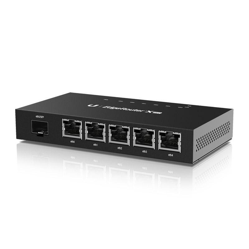 ROUTER Ubiquiti EdgeRouter , wired, port LAN 10/100/1000 x 4, port WAN 10/100/1000 x 1, "ER-X-SFP" (timbru verde 0.8 lei)