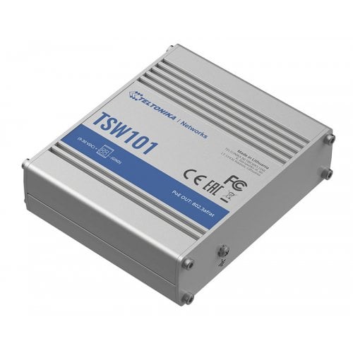 SWITCH Teltonika POE "TSW101", 5 x LAN port 10/100/1000 Mbps din care 4 x PoE, buget PoE 60W "TSW101000000" (timbru verde 0.8 lei)