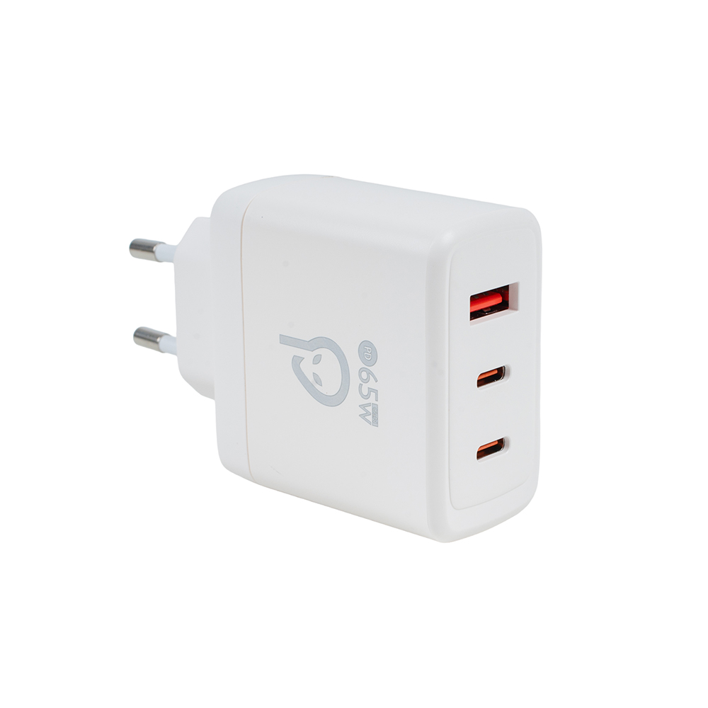 ALIMENTATOR retea SPACER, GaN, 2 x USB Type-C PD (max 65W), 1 x USB (max 60W) "SPAR-TRIOQ-04" (timbru verde 0.18 lei)